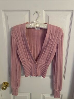 🩰🌸 WILFRED Dusty Pink Ribbed Cardigan Size S
